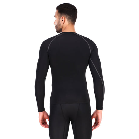 Nylon Compression Tshirt Full Sleeve Tights For Men (Black)