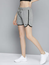 Alcis Women Grey Melange Solid Knitted Slim Fit Running Sports Shorts