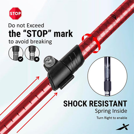 Vector X Trekking Poles Shock Absorbing Adjustable Hiking or Walking Sticks for Hiking Collapsible Strong,Lightweight Walking Pole, All Terrain Accessories and Carry Bag