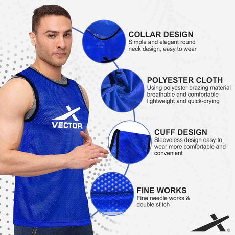 Vector X Training Bibs for Football Soccer Basketball Volleyball for Track and Field Play (Pack 0f 6)