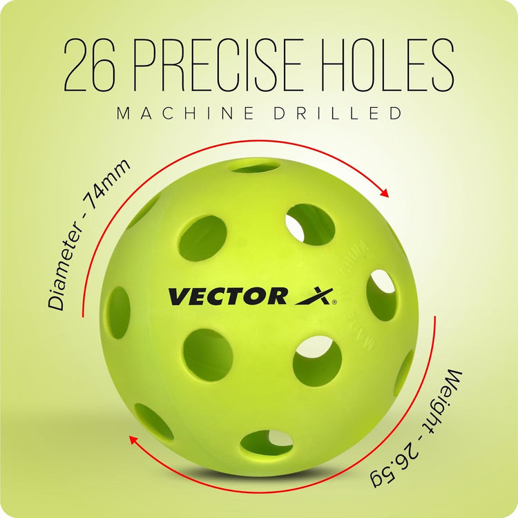 Vector X Pickleball-Softer Feel Recreational & Club Play Pickleball for Tournament and Competition, Perfectly Balanced, High Bounce True Flight, Ideal for All Skill Levels (Pack of 6)