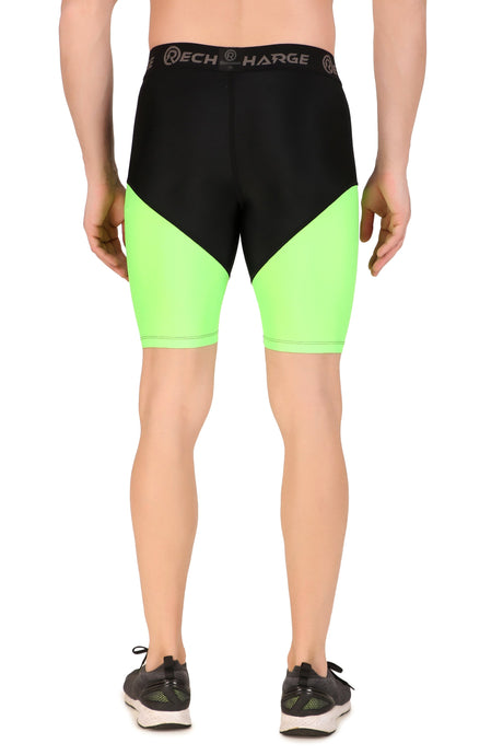 Men's DC Polyester Compression Shorts (Black/Neon Green)