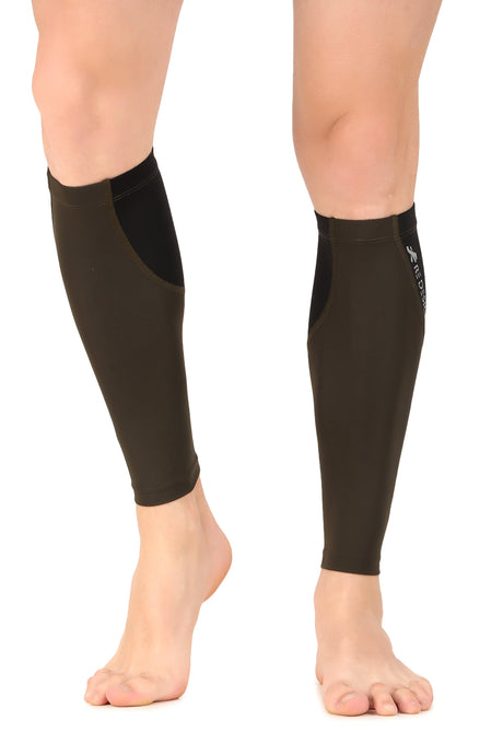 Nylon Compression Calf Sleeves (Black/Military Green)