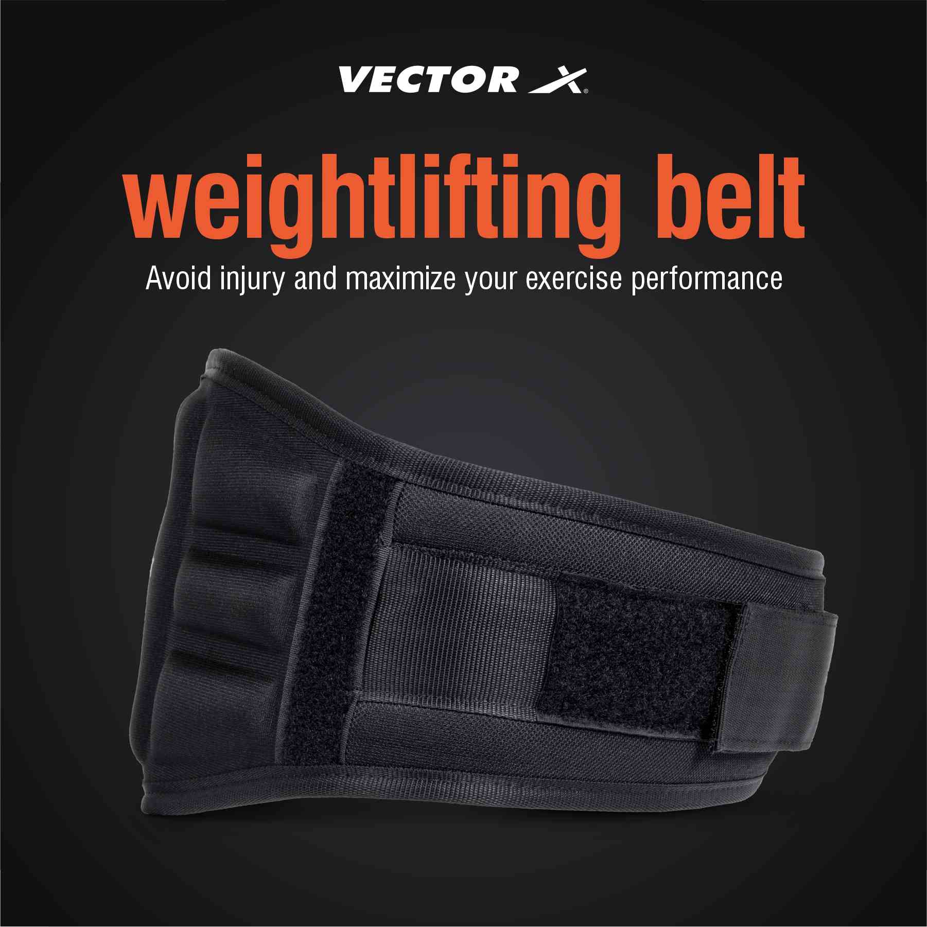 Vector X GB-50 Multi Purpose Weight Lifting Belt for Back Support Comfortable & Durable for Powerlifting, Weightlifting, Gym, Workout - Synthetic Leather for Men and Women