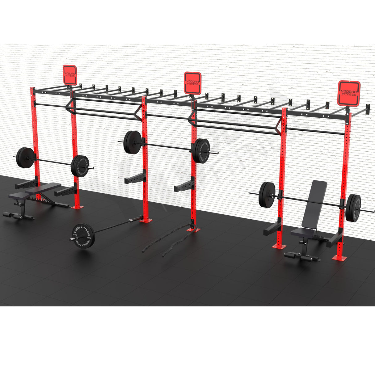 Wall Mounted CrossFit Rig - 24 Ft with Monkey Bar