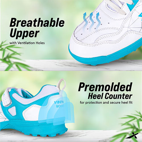 Vector X Bouncer 2.0 Cricket Shoes for Men's - Fast Strap Sporty Synthetic Breathable Upper with Ventilation Holes|PVC Sole Stud, Lightweight, Comfortable & Durable Shoe for All Rounder Performance