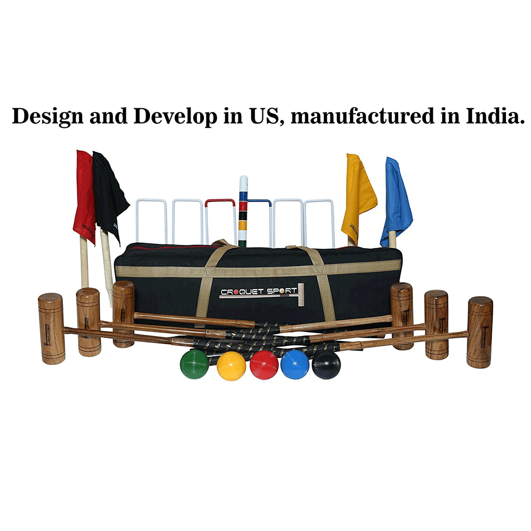 Synco Croquet Sport Diamond Croquet Set 6 Player,Professional Set with Croquet Balls and acessories (38 INCH) for Adult, Perfect for Lawn, Backyard, Parks and Gardens for Fun and Professional Games.