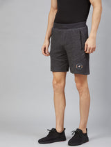 Alcis Men Charcoal Grey Solid Regular Fit Sports Shorts