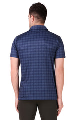 Performance Polo Zip Collar Tshirt For Men (Navy Pattern)