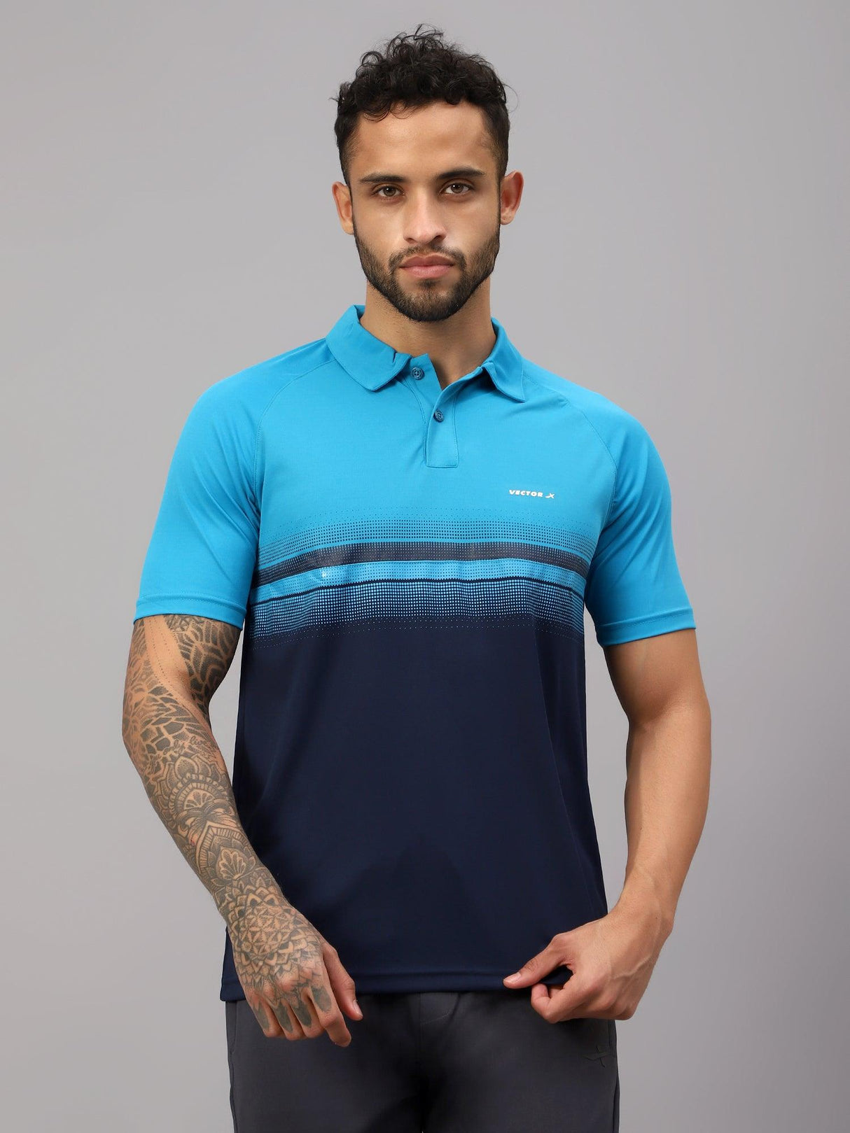 VECTOR X OMT-259 Mens Polo Collar Neck Colourblocked T-Shirt