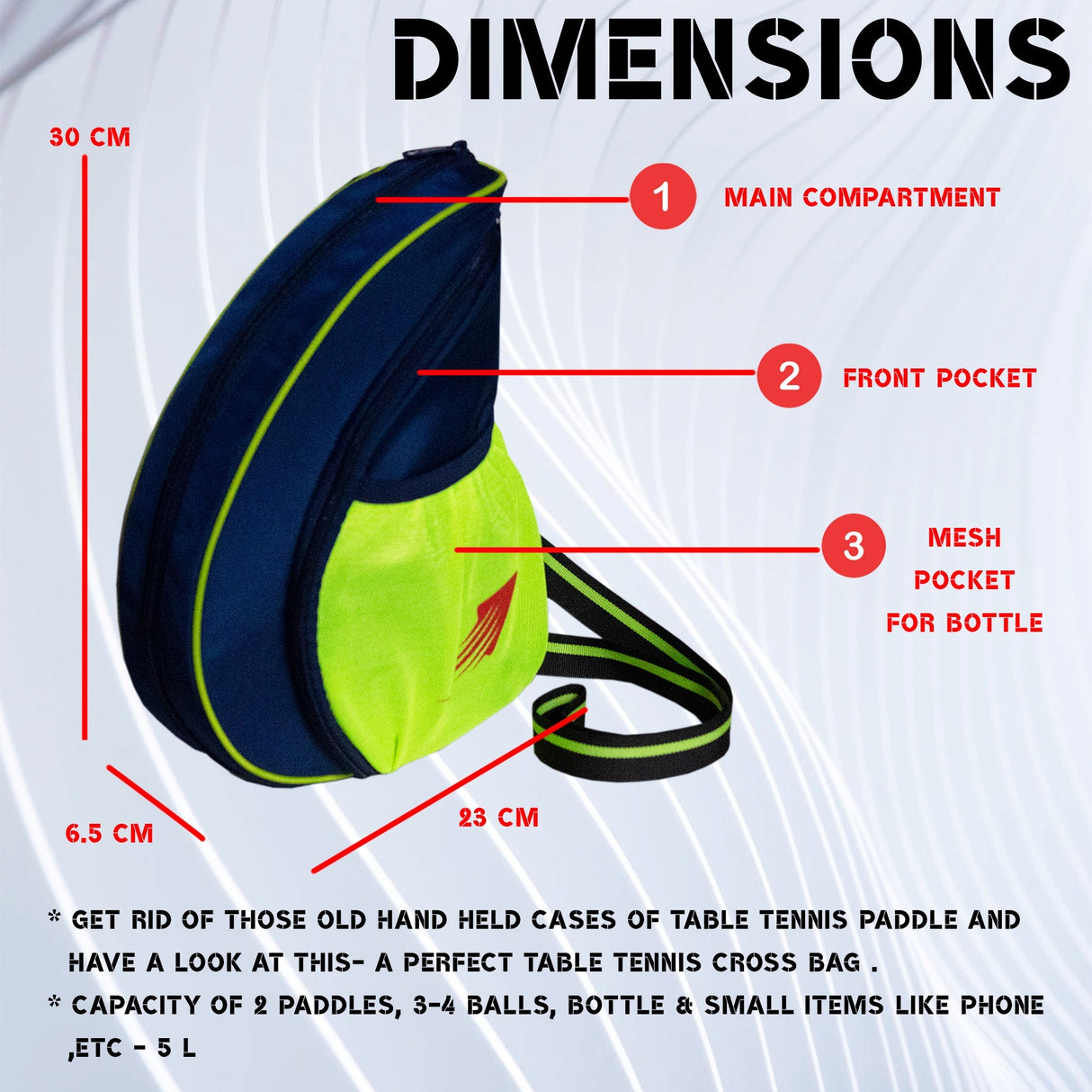 Twirl 5L Navy Blue Green| Unisex Table Tennis Equipment Bag | Tennis Case | Racket Case | TT Bag Cover |Ping Pong Paddle Case|Case Bag Double-Sided |Professional |Bat Protector Pouch |Travel