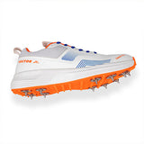 Vector X Swing 2.0 Cricket Shoes With Metal Spikes for Men & Boys Sports Shoes Lightweight Upper with TPU Fusing, EVA Midsole with Rubber Oustole Cricket Practice/Professional (Whie-Orange)