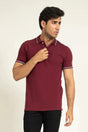 Wine Contrast Tipped Polo - KIBI SPORTS