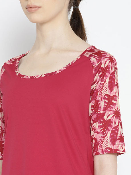 Alcis Women Pink Solid Round Neck Yoga T-shirt | Alcis