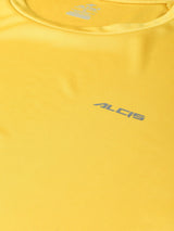Alcis Men Yellow Solid Slim Fit Round Neck VIROPROTKT T-shirt
