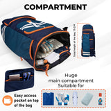 WHACKK Warne 81L Cricket Kit Bag Backpack | Spacious Compartment with Dual Bat, Shoe/ Helmet Pockets | Lightweight & Durable Sports kit Bag blue Orange