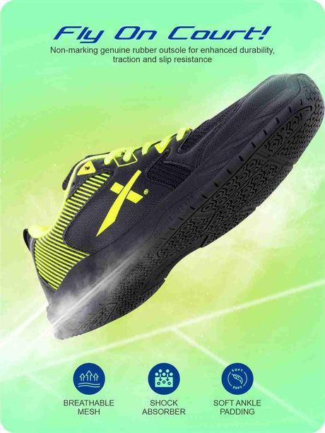 Vector X Luminous Tennis/Badminton Court Shoe, Elegent Design, Rubber Sole, Slip Resistance, Light Weight, EVA Insocks for Comfort