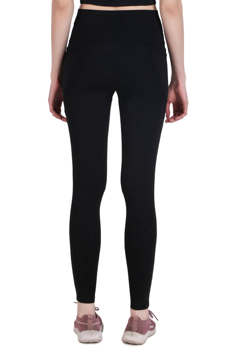 Nylon 4 Pocket Compression Legging/Tights For Women (Black)