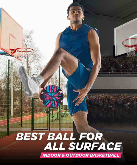 Vector X Slamfire 8 Panel Rubber Moulded Basketball|Size 7 Match Ball|Suitable for Practice Games & Training|Indoor Outdoor|Ideal for Kids, Youth & Adults|Suitable for All Surfaces (Black)