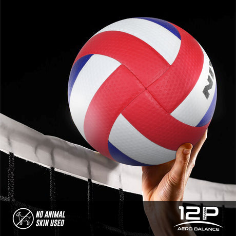 NIVIA VAYU, 12 Panels, Microfiber PU Pasted with Grainy & Dimpled Texture, Butyl Threadwounded Bladder, As Per FIVB Standard, Made for Pro-Leagues / Internationals Matches, to Play on Indoor Surfaces