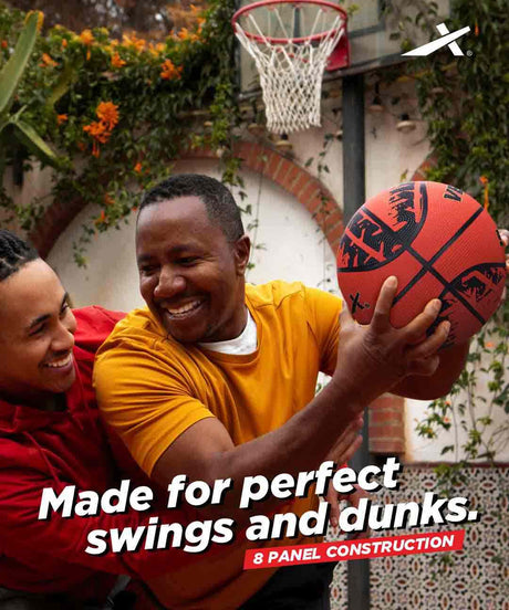 Vector X Slamfire 8 Panel Rubber Moulded Basketball|Size 7 Match Ball|Suitable for Practice Games & Training|Indoor Outdoor|Ideal for Kids, Youth & Adults|Suitable for All Surfaces (Black)