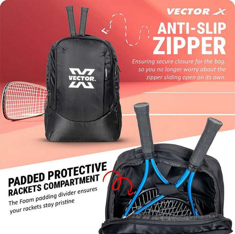 Vector X 3 in 1 Sports and Outdoor Camping Bag for Office, Travel Backpack & Duffel Shoulder Bag with Racket Pocket|Lightweight Tennis Squash Equipment Kit Bag|Air Ventilated Pocket for Wet Clothes