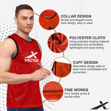 Vector X Training Bibs for Football Soccer Basketball Volleyball for Track and Field Play (Pack 0f 6)