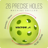 Vector X Pickleball-Softer Feel Recreational & Club Play Pickleball for Tournament and Competition, Perfectly Balanced, High Bounce True Flight, Ideal for All Skill Levels (Pack of 6)