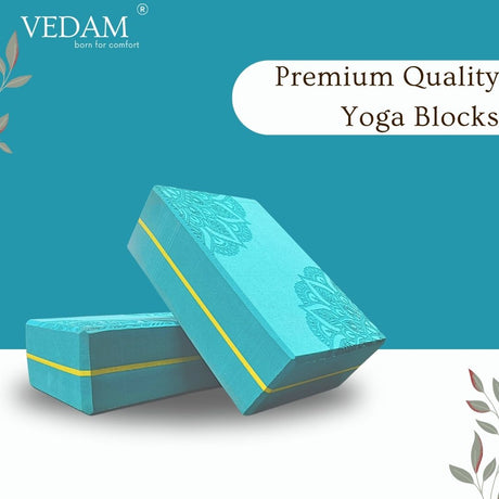 Vedam High Density EVA Foam Yoga Block Set of 2 For Men & Women (Aqua) Mandala | Industrial