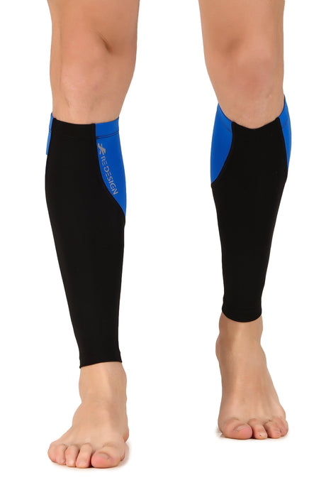 Nylon Compression Calf Sleeves (Black/Royal Blue)