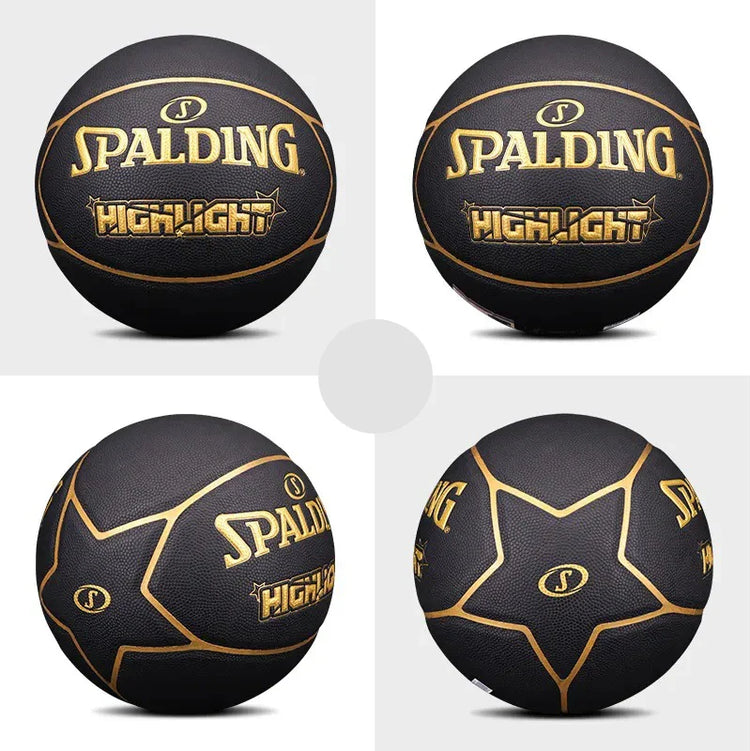 Spalding 8 Panel Highlight Rubber Moulded Indoor/Outdoor Basketball with Butyl Bladder, Suitable for Practice/Match/Training + Free Air Needle