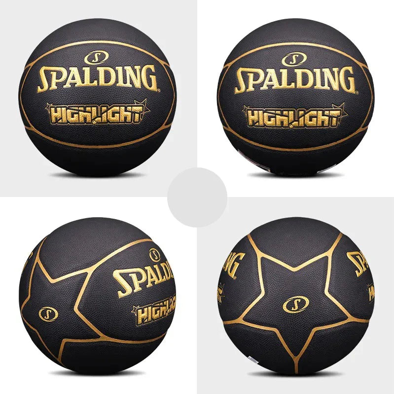 Spalding 8 Panel Highlight Rubber Moulded Indoor/Outdoor Basketball with Butyl Bladder, Suitable for Practice/Match/Training + Free Air Needle