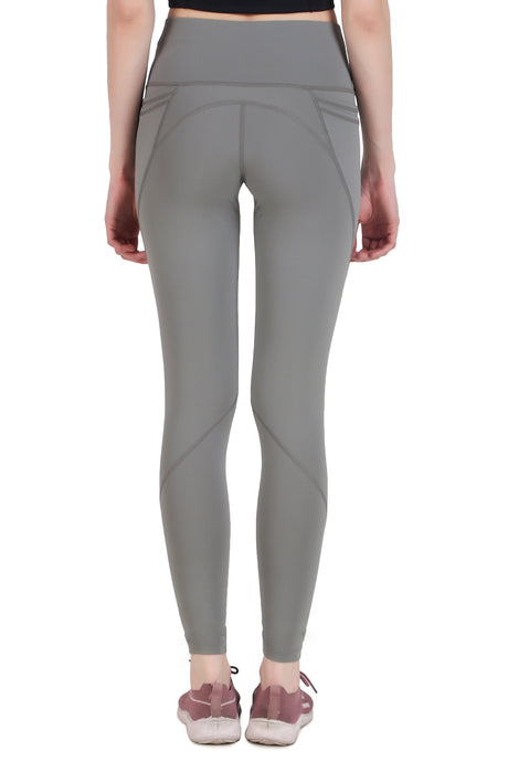 Nylon 4 Pocket Compression Legging/Tights For Women (Light Grey)