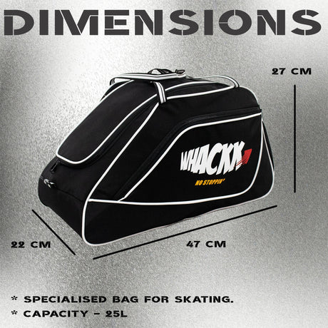 Flip Black Junior 33L|Skating/Gym/Sports/Travel Bag|Inline Roller Equipment Bag||Quad Ice Skates Kit|Kitbag|Easy Access Pocket|2 Bottle Holders|Compartment Fits in Helmet & Skates 6"