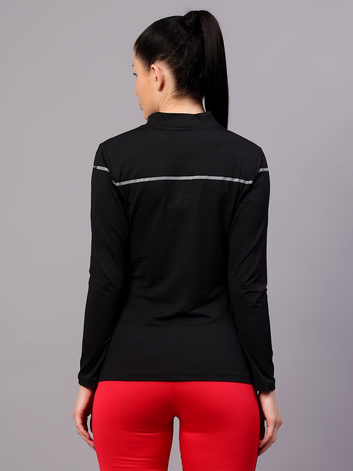VECTOR X OGT-381 Self Design Women Turtle Neck Silver T-Shirt