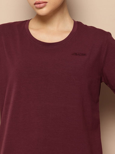 Alcis Women Regular Fit Cotton Lycra Tee