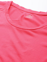 Alcis Women Fuchsia Solid Round Neck Running T-shirt