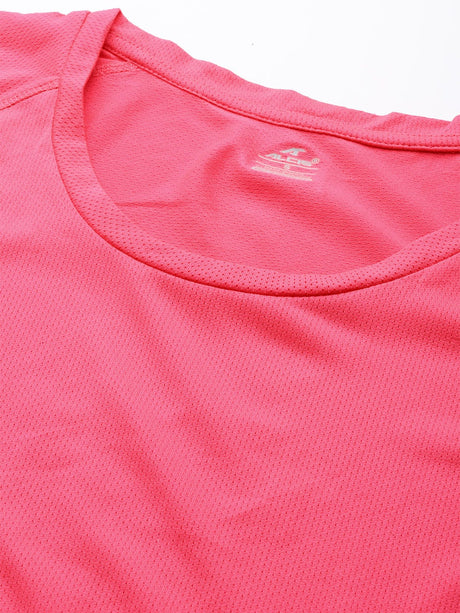 Alcis Women Fuchsia Solid Round Neck Running T-shirt | Alcis