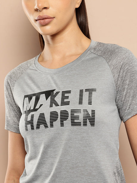 Alcis Women Light Grey  Chest Printed Tee