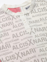 Alcis Women Printed Off White Polo T Shirt