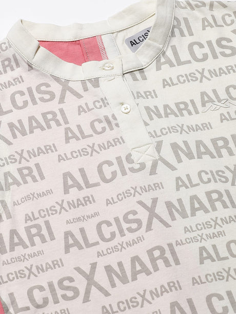 Alcis Women Printed Off White Polo T Shirt | Alcis