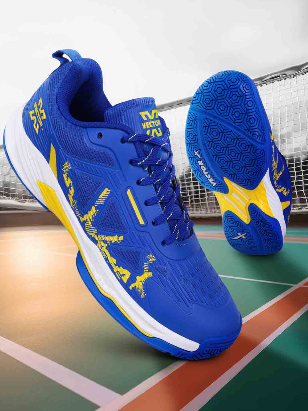 Vector X COURT STAR Badminton all Rounder Shoes with Elegant Style Breathable Mesh + TPU Film Upper|Rubber Outsole, Lightweight & Comfort Indoor Sports Shoe for boys men women Adult Youth