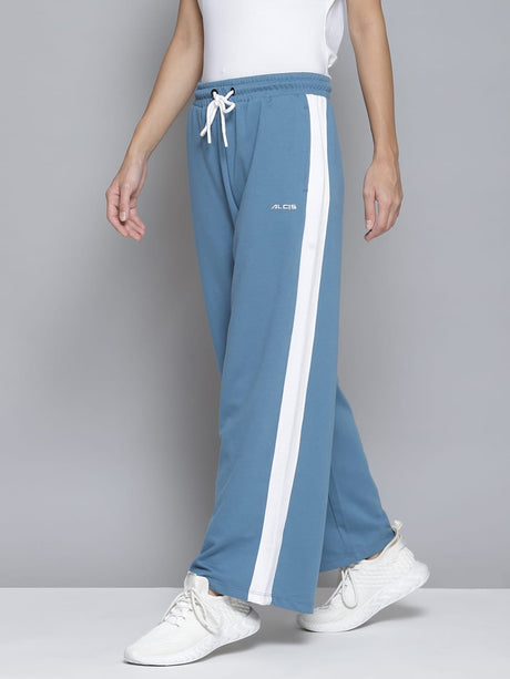 Alcis Women Blue & White Striped Relaxed Fit Joggers | Alcis