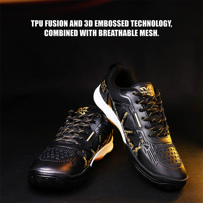 Vector X COURT STAR Badminton all Rounder Shoes with Elegant Style Breathable Mesh + TPU Film Upper|Rubber Outsole, Lightweight & Comfort Indoor Sports Shoe for boys men women Adult Youth