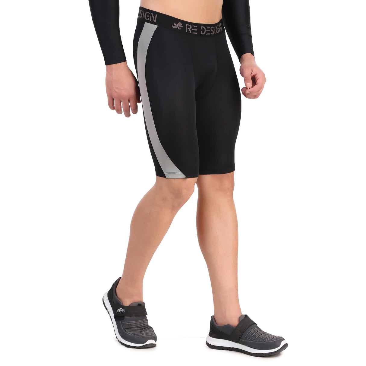 Nylon DC Curve Compression Shorts and Half Tights For Men (BLACK/L.GREY)
