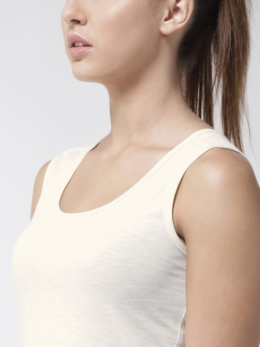 Alcis Women Off-White Solid Top