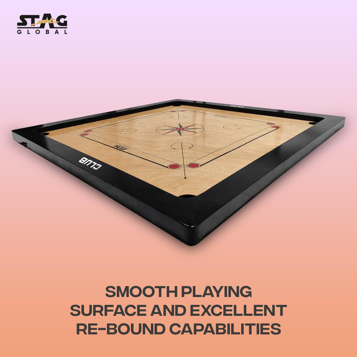 STAG GLOBAL Carrom Board Club | Premium Wood | Smooth Play Surface