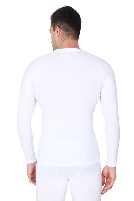 Nylon Compression Tshirt Full Sleeve Tights For Men (White)