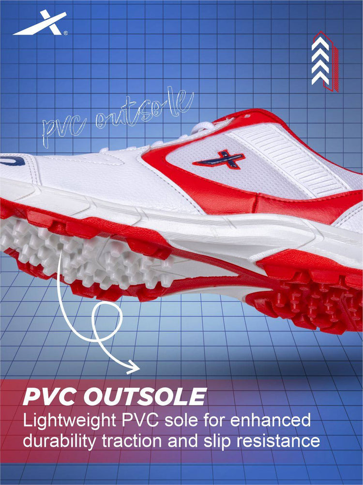 Vector X Pull up Cricket Sports Outdoor Shoes Synthetic Leather Upper/PVC Sole Studs for Men Velcro & Lace up|Lightweight & Durable Footwear|Ideal for Turf, Ground & Hard Surfaces