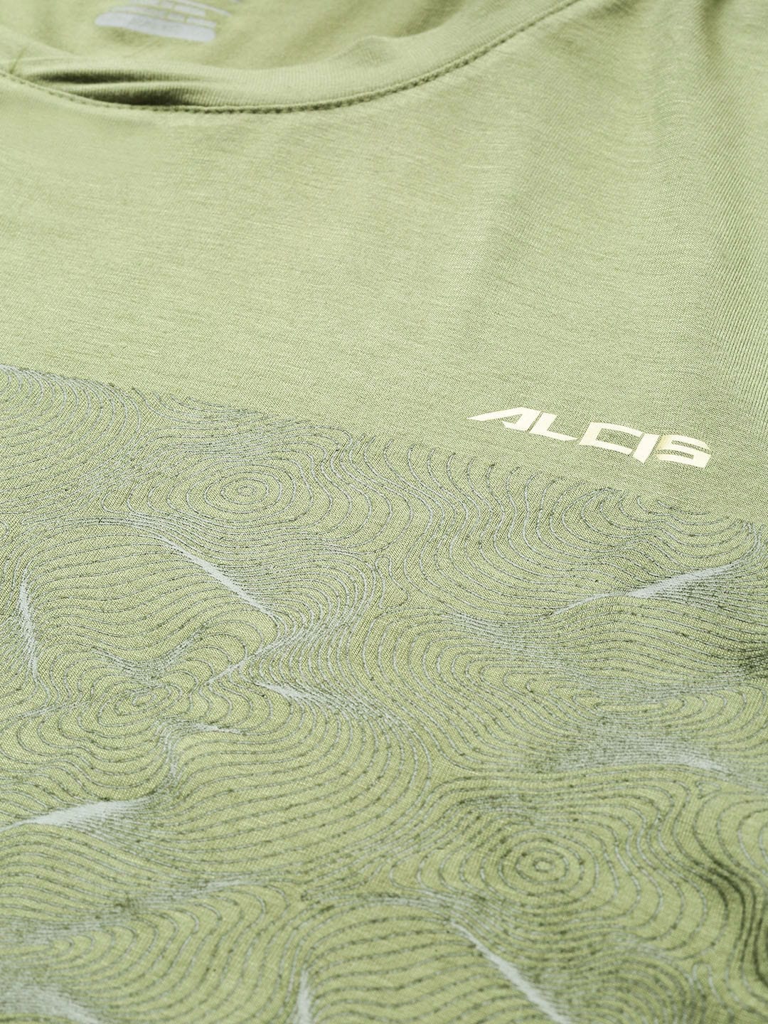 Alcis Men Olive Green Printed Round Neck T-shirt